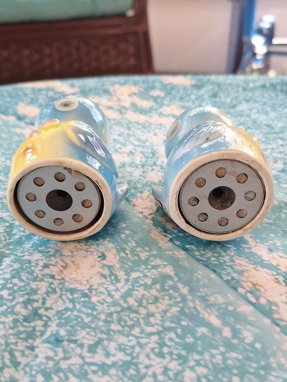 Vintage Pastel Blue Ceramic Bird Salt & Pepper Shakers